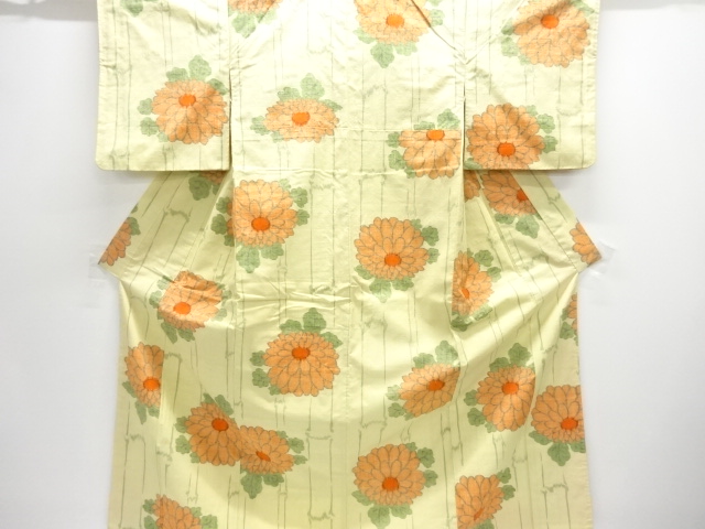 JAPANESE KIMONO / ANTIQUE KIMONO / SILK / TSUMUGI / WOVEN BAMBOO